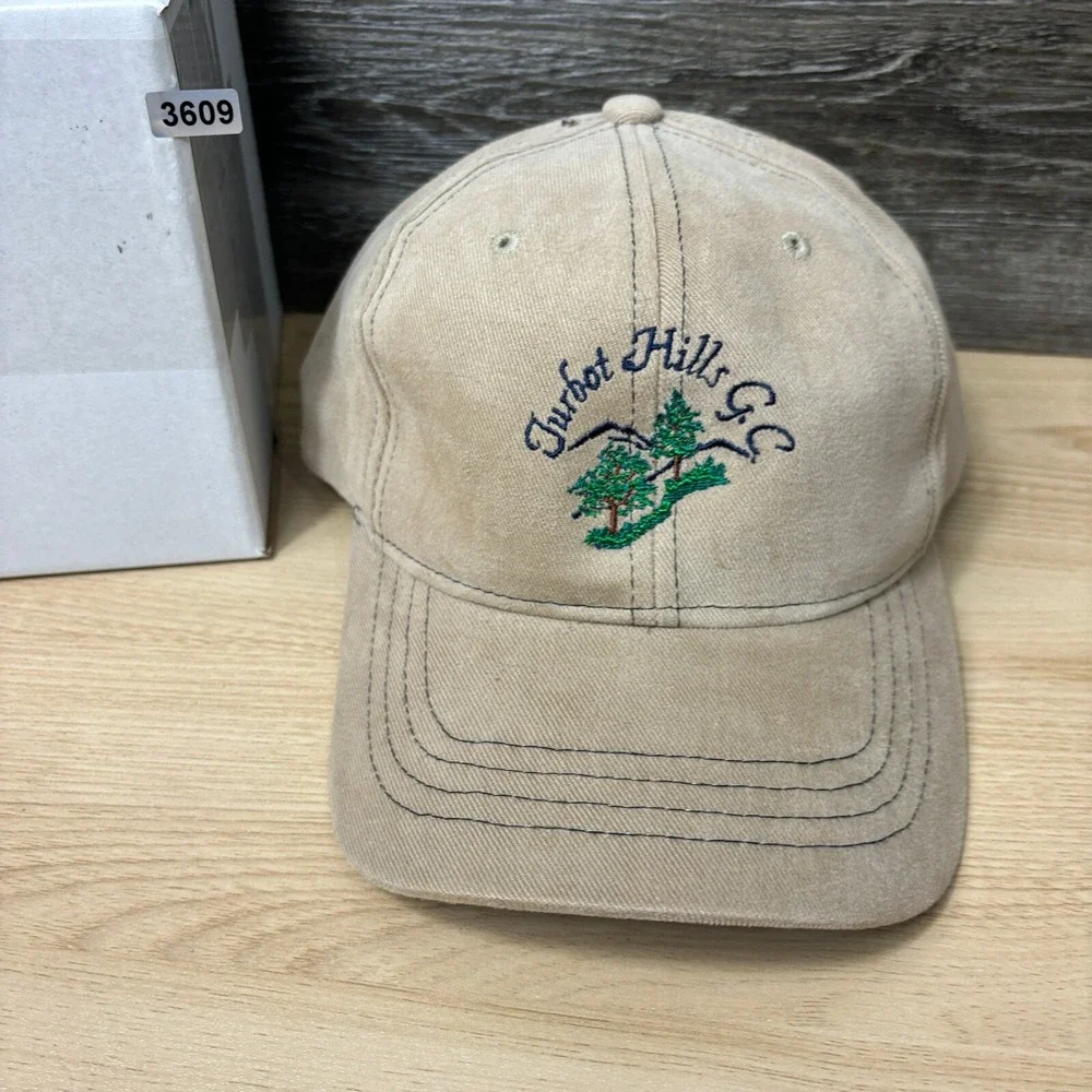 Turbot Hills Golf Hat Cap‎ Strap Back Brown Adjustable